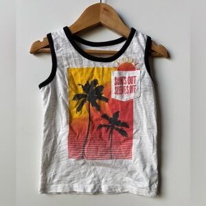 Sun's Out Sleeveless Kids Tank Top - White and Black